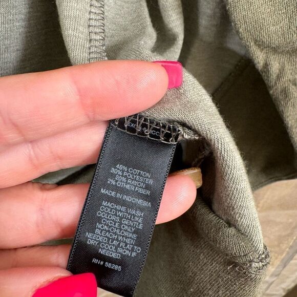 Express Olive Green Gray Stretchy Open Collared Cardigan Sweater M - Picture 5 of 5